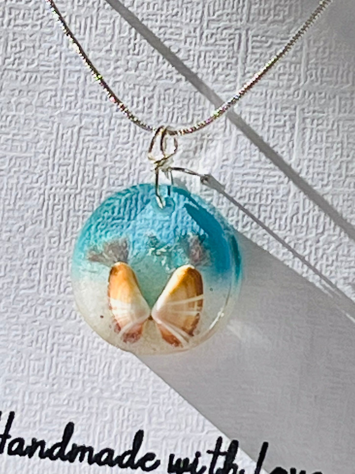 Handmade Beach Scene Resin Pendant – A Wearable Ocean Treasure