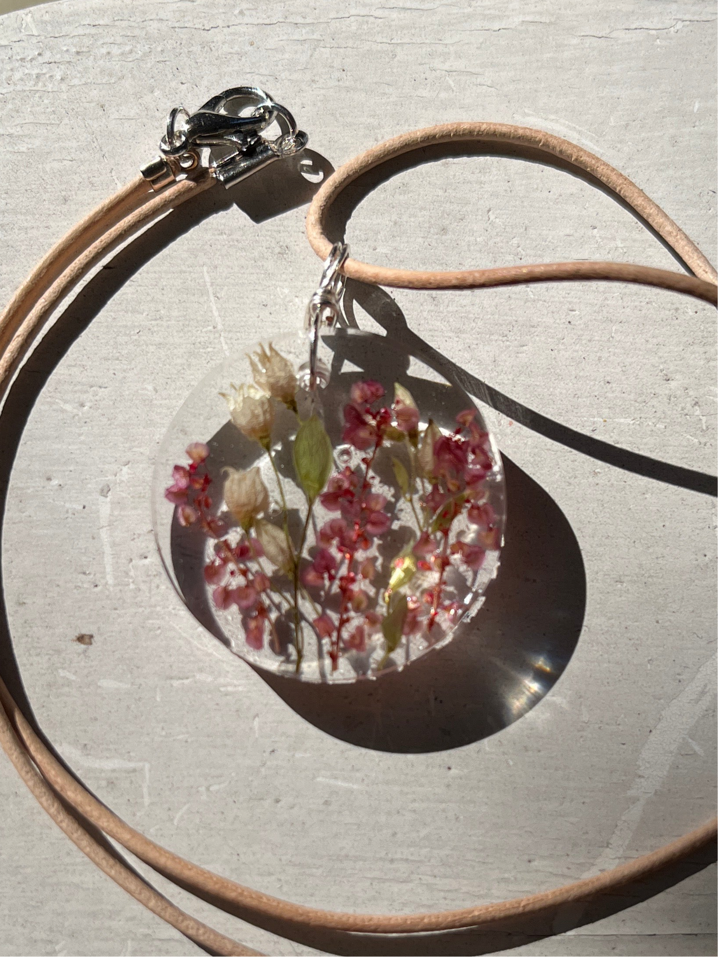Gulf Coast Wild Flowers Pendant Necklace Dried Floral Bouquet Natural Organic Materials Handmade Jewelry