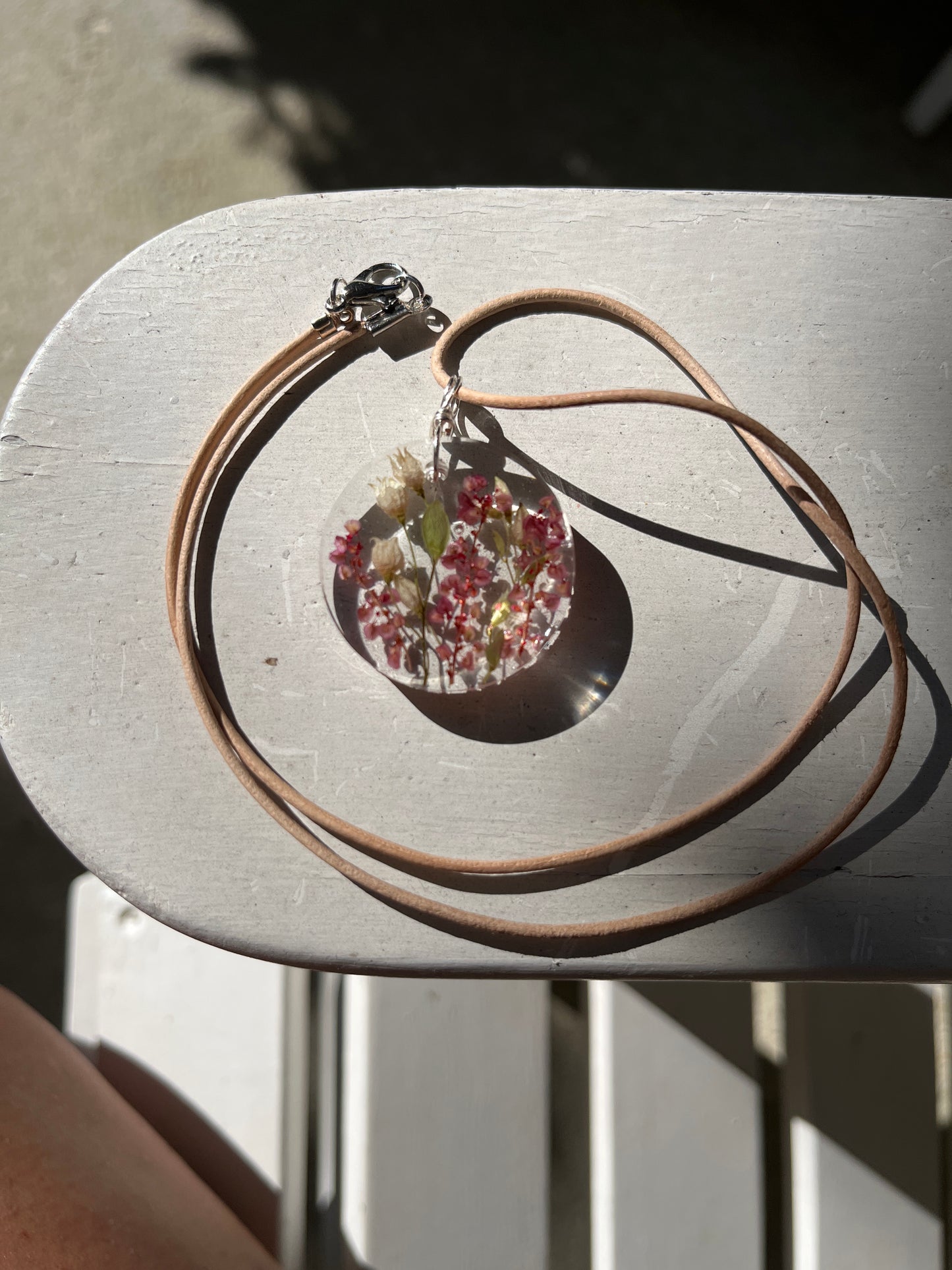 Gulf Coast Wild Flowers Pendant Necklace Dried Floral Bouquet Natural Organic Materials Handmade Jewelry