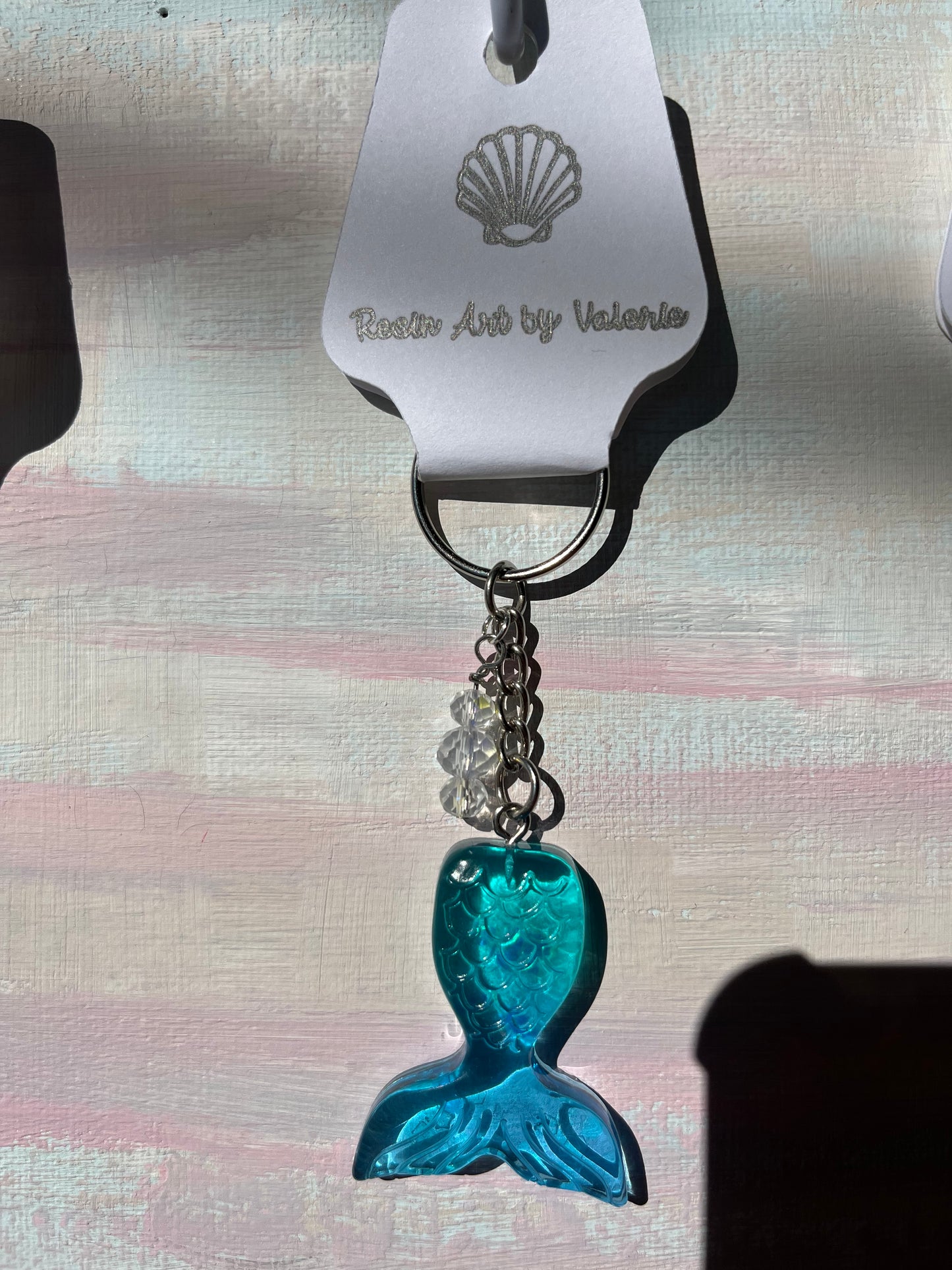 Mermaid Tail Resin Keychain – Shorties! Custom Colors with Glitter & Beaded Charms