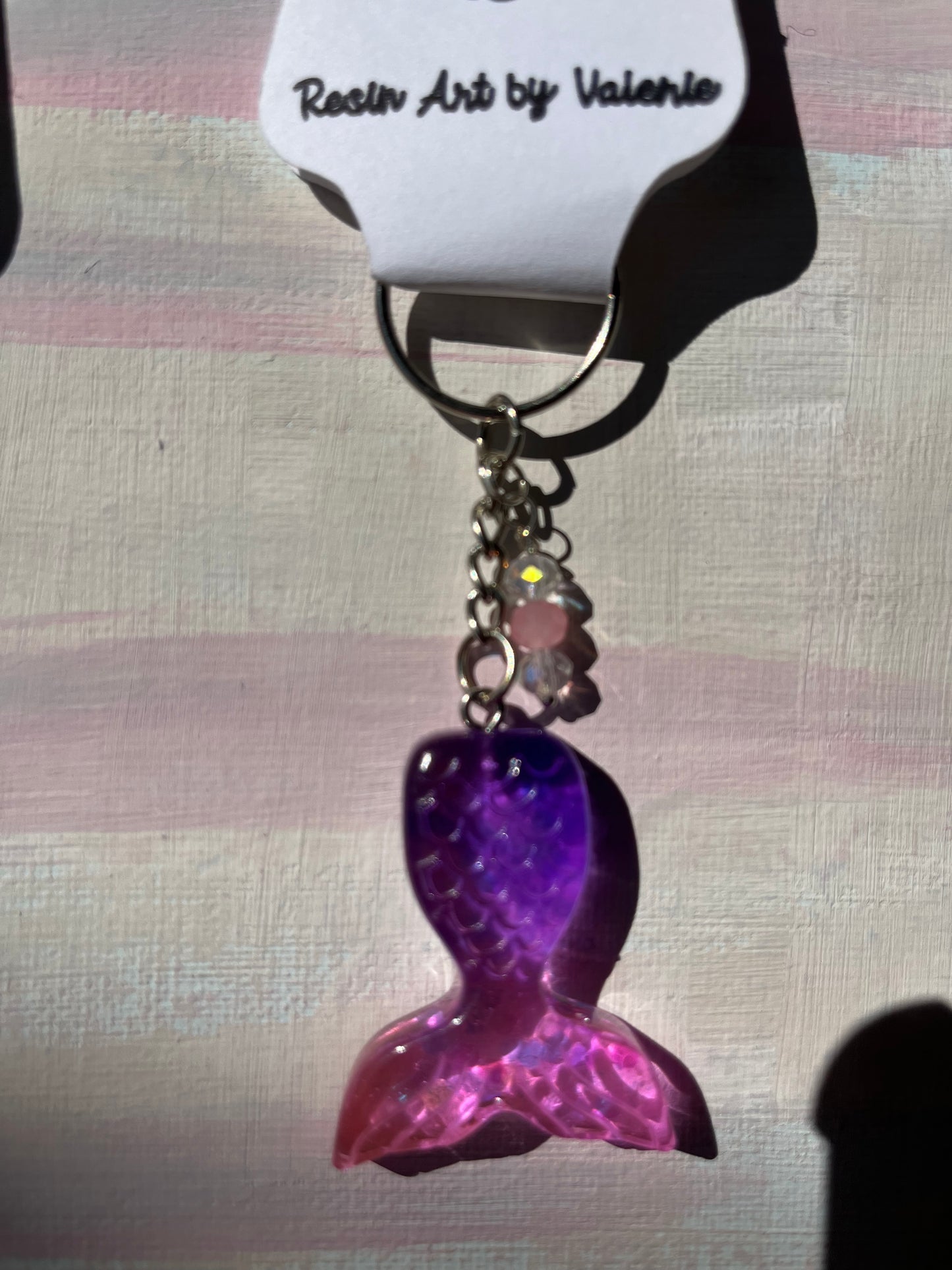 Mermaid Tail Resin Keychain – Shorties! Custom Colors with Glitter & Beaded Charms