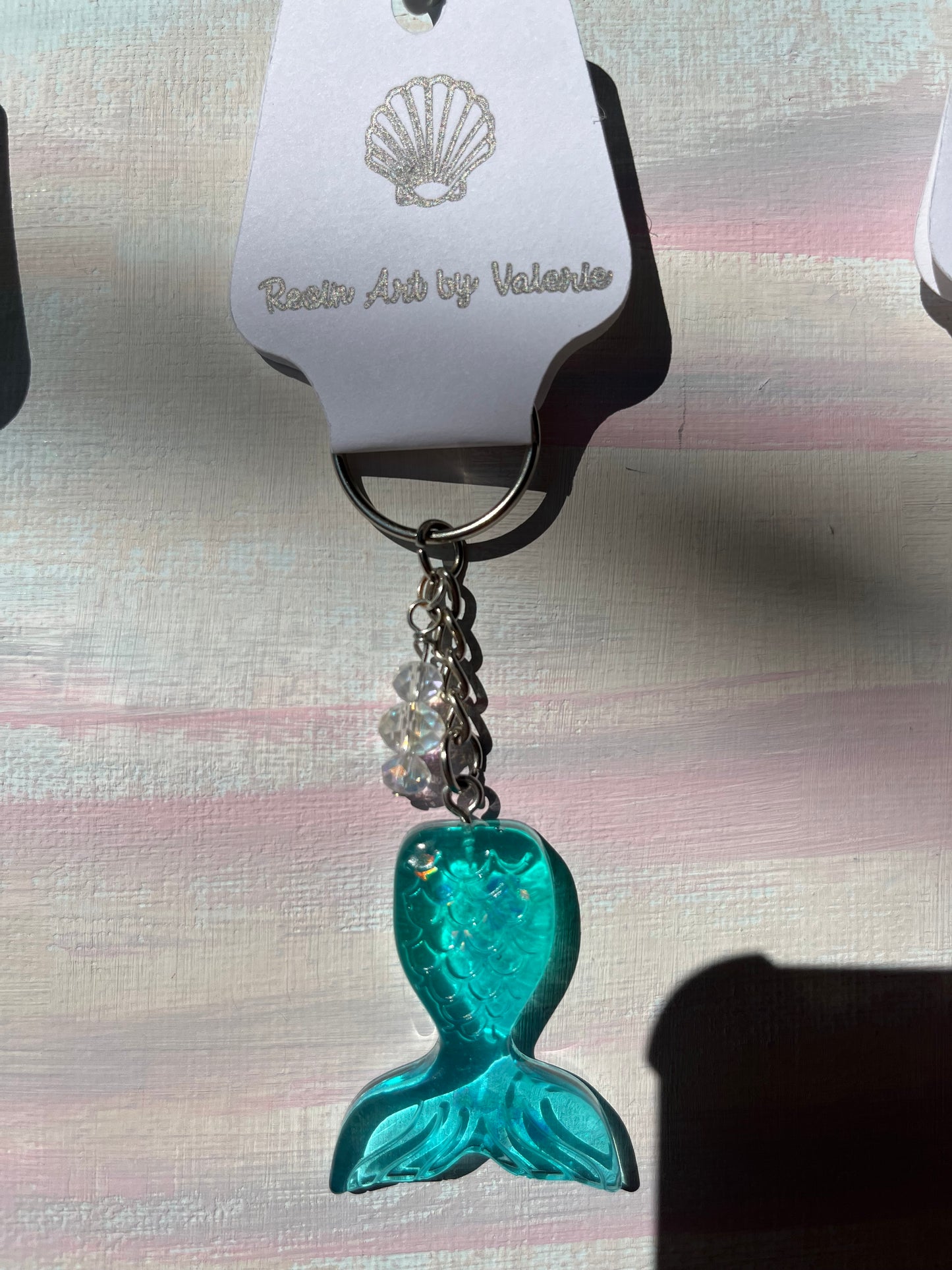 Mermaid Tail Resin Keychain – Shorties! Custom Colors with Glitter & Beaded Charms
