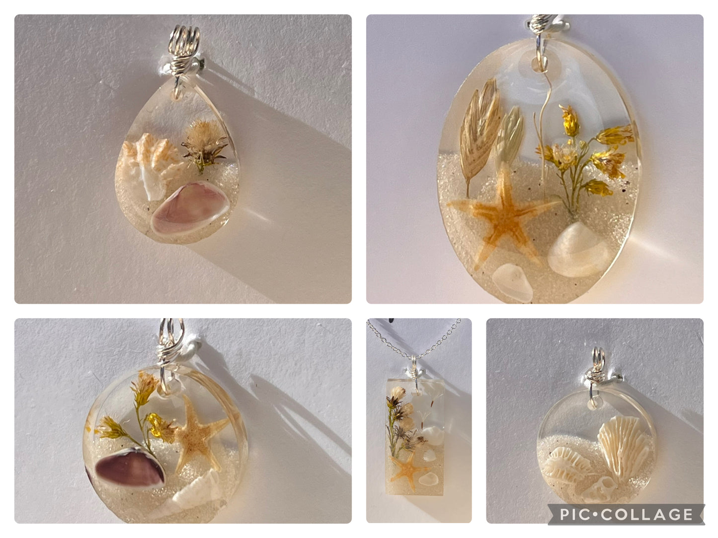 Clearwater Beach Resin Pendant Necklace