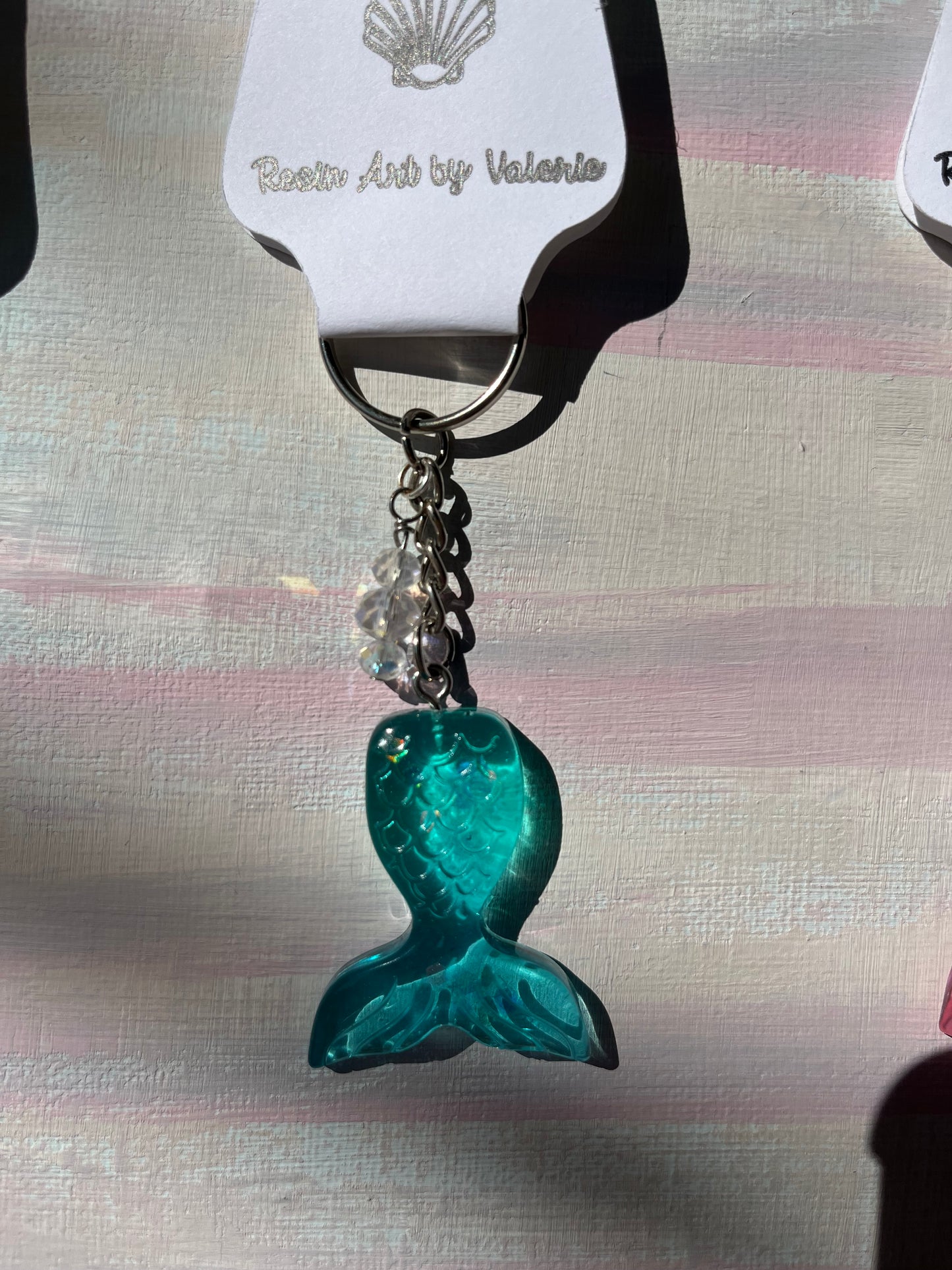Mermaid Tail Resin Keychain – Shorties! Custom Colors with Glitter & Beaded Charms
