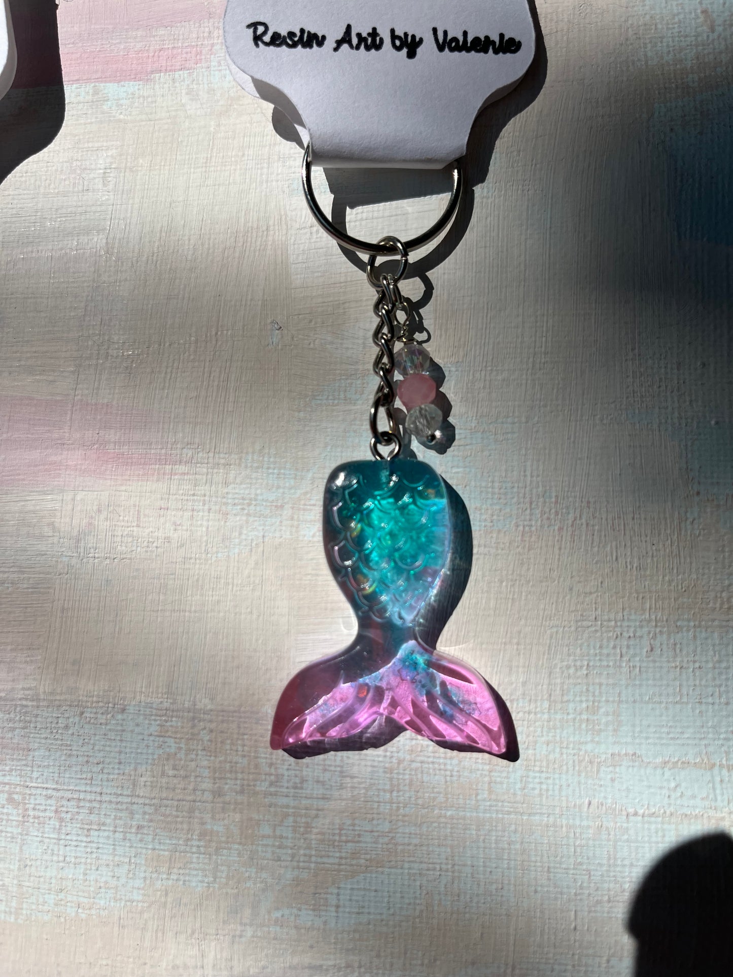 Mermaid Tail Resin Keychain – Shorties! Custom Colors with Glitter & Beaded Charms
