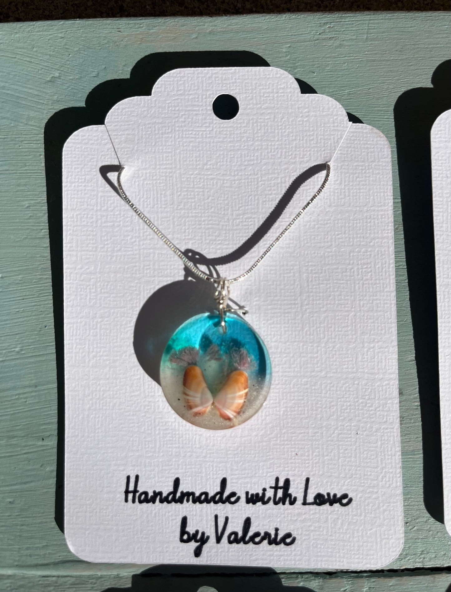 Handmade Beach Scene Resin Pendant – A Wearable Ocean Treasure