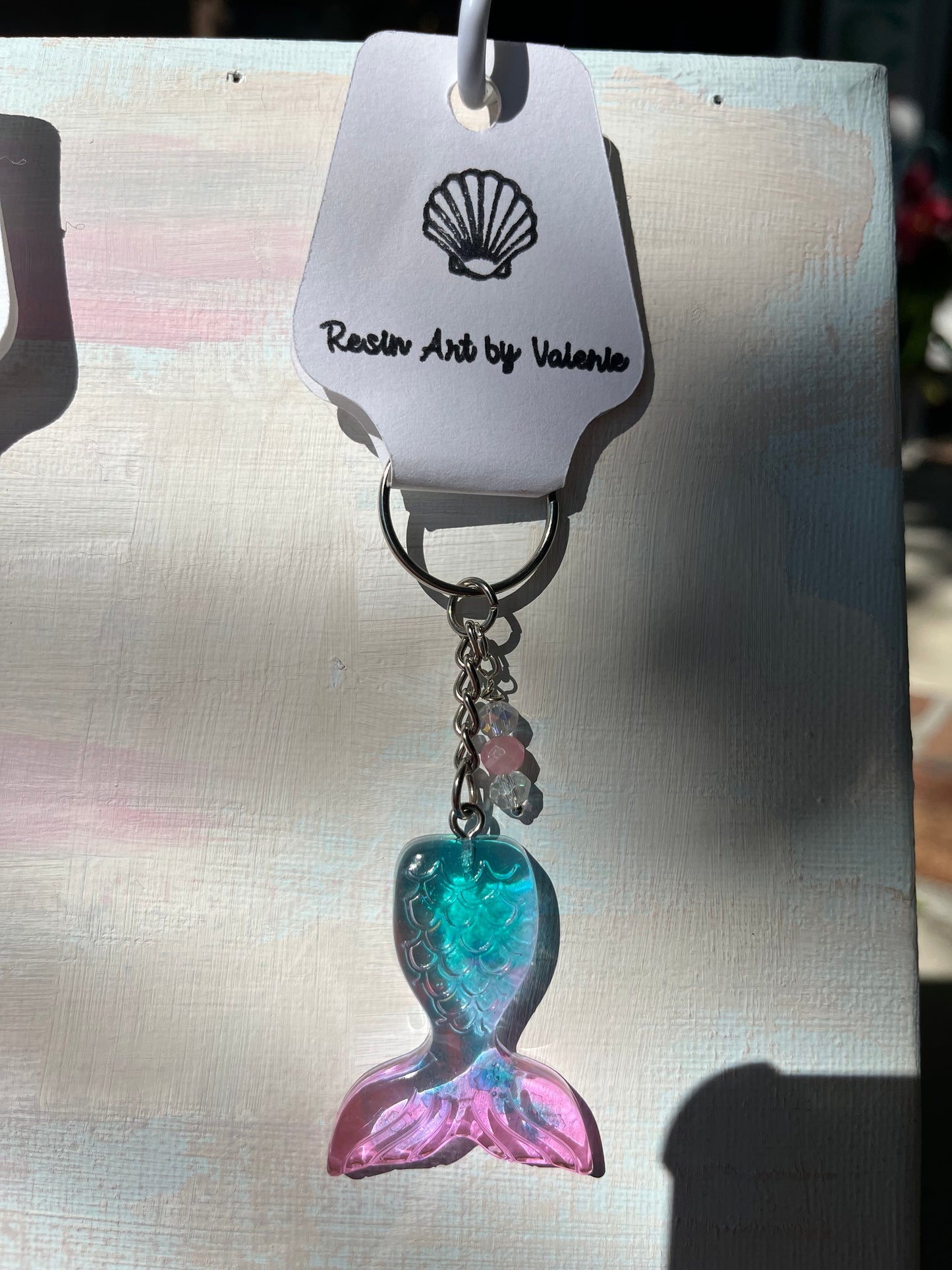 Mermaid Tail Resin Keychain – Shorties! Custom Colors with Glitter & Beaded Charms