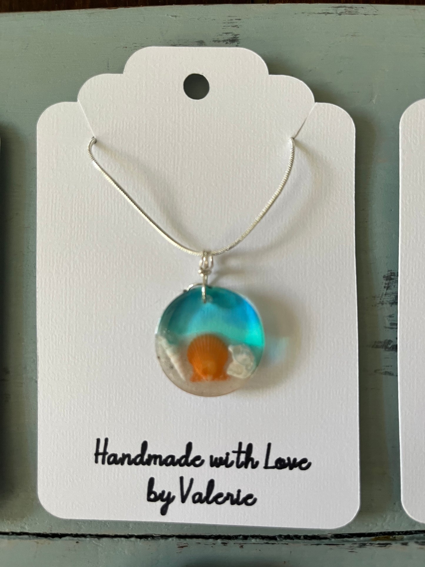 Handmade Beach Scene Resin Pendant – A Wearable Ocean Treasure