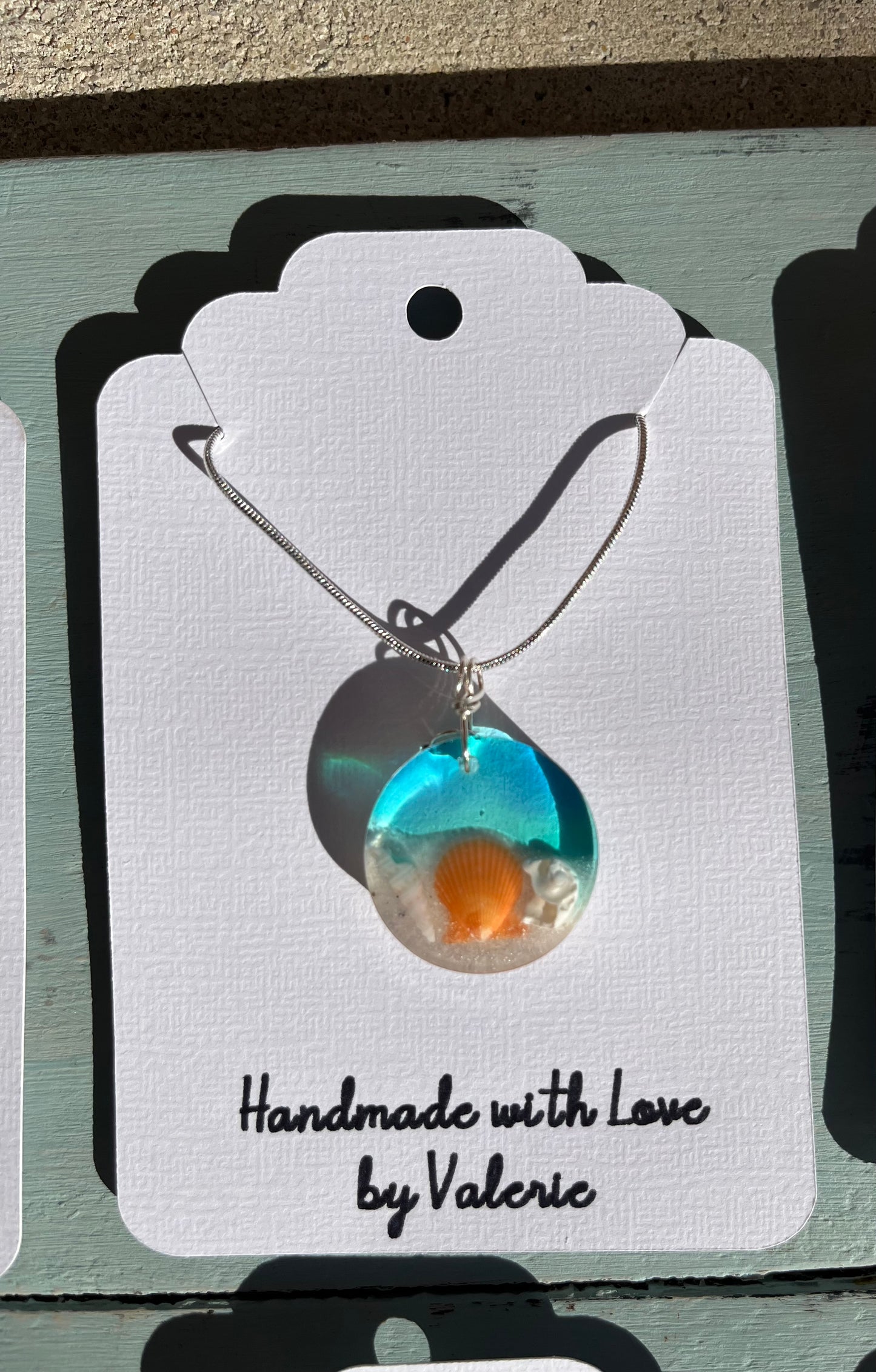 Handmade Beach Scene Resin Pendant – A Wearable Ocean Treasure