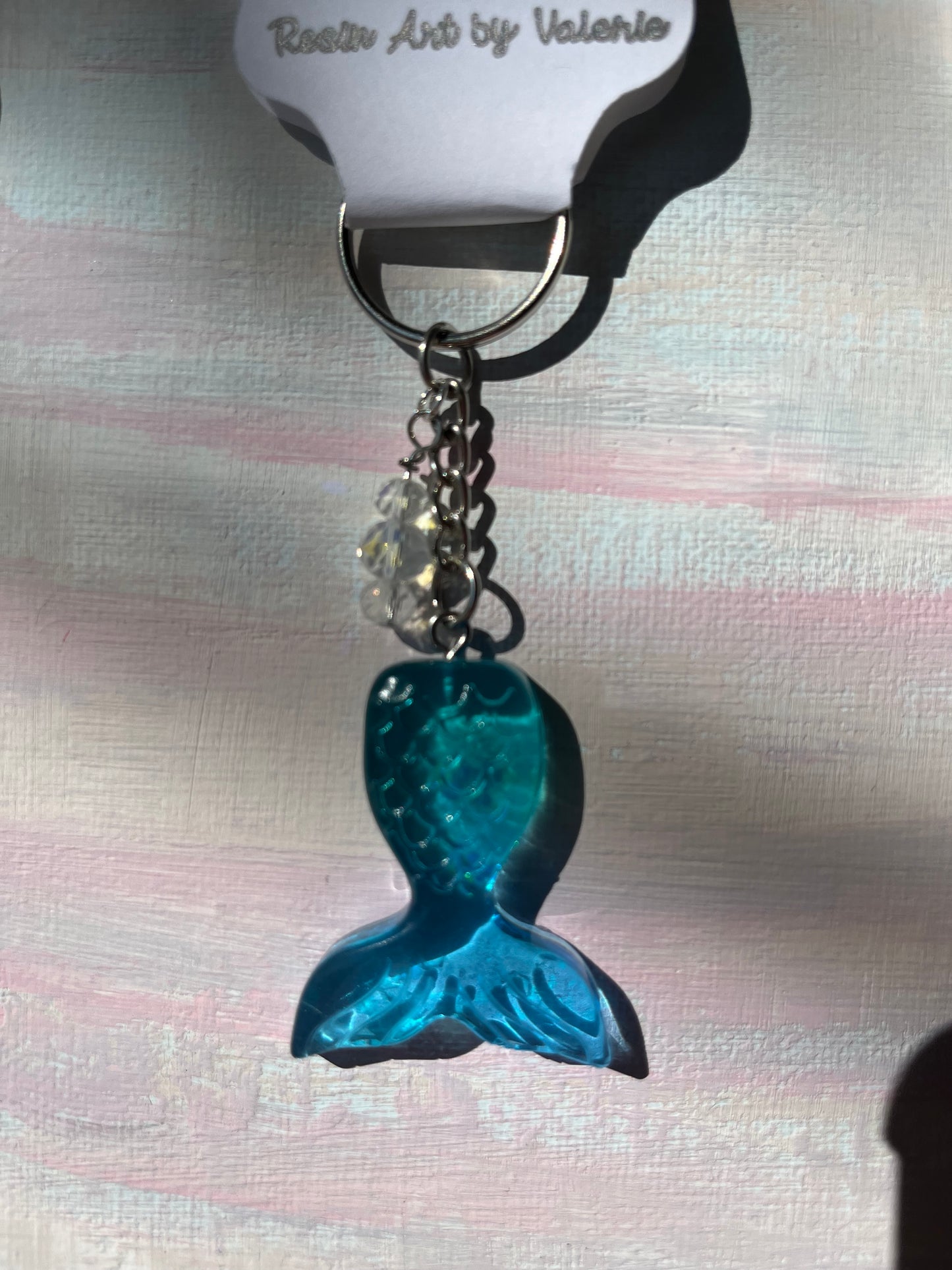 Mermaid Tail Resin Keychain – Shorties! Custom Colors with Glitter & Beaded Charms