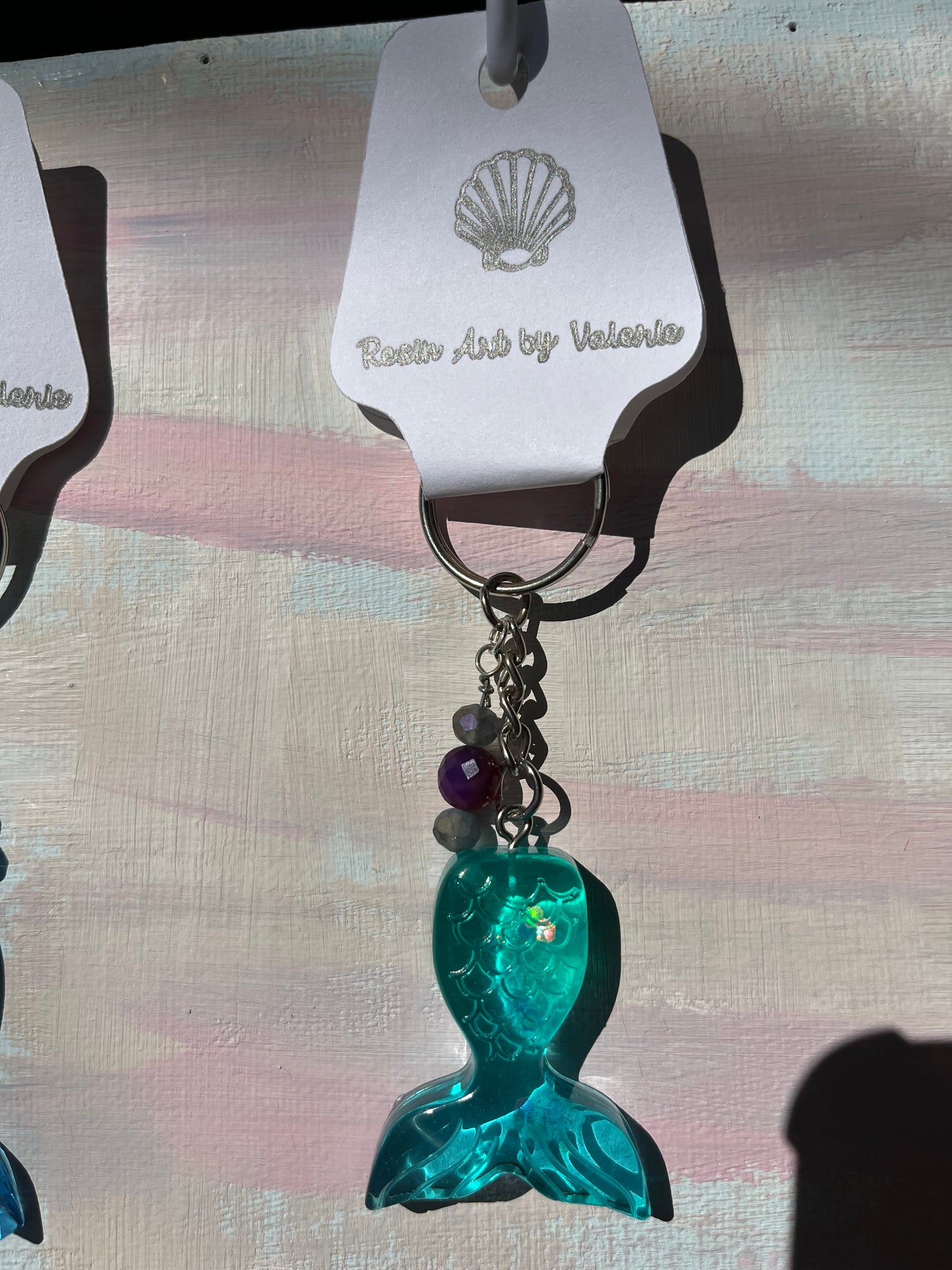 Mermaid Tail Resin Keychain – Shorties! Custom Colors with Glitter & Beaded Charms
