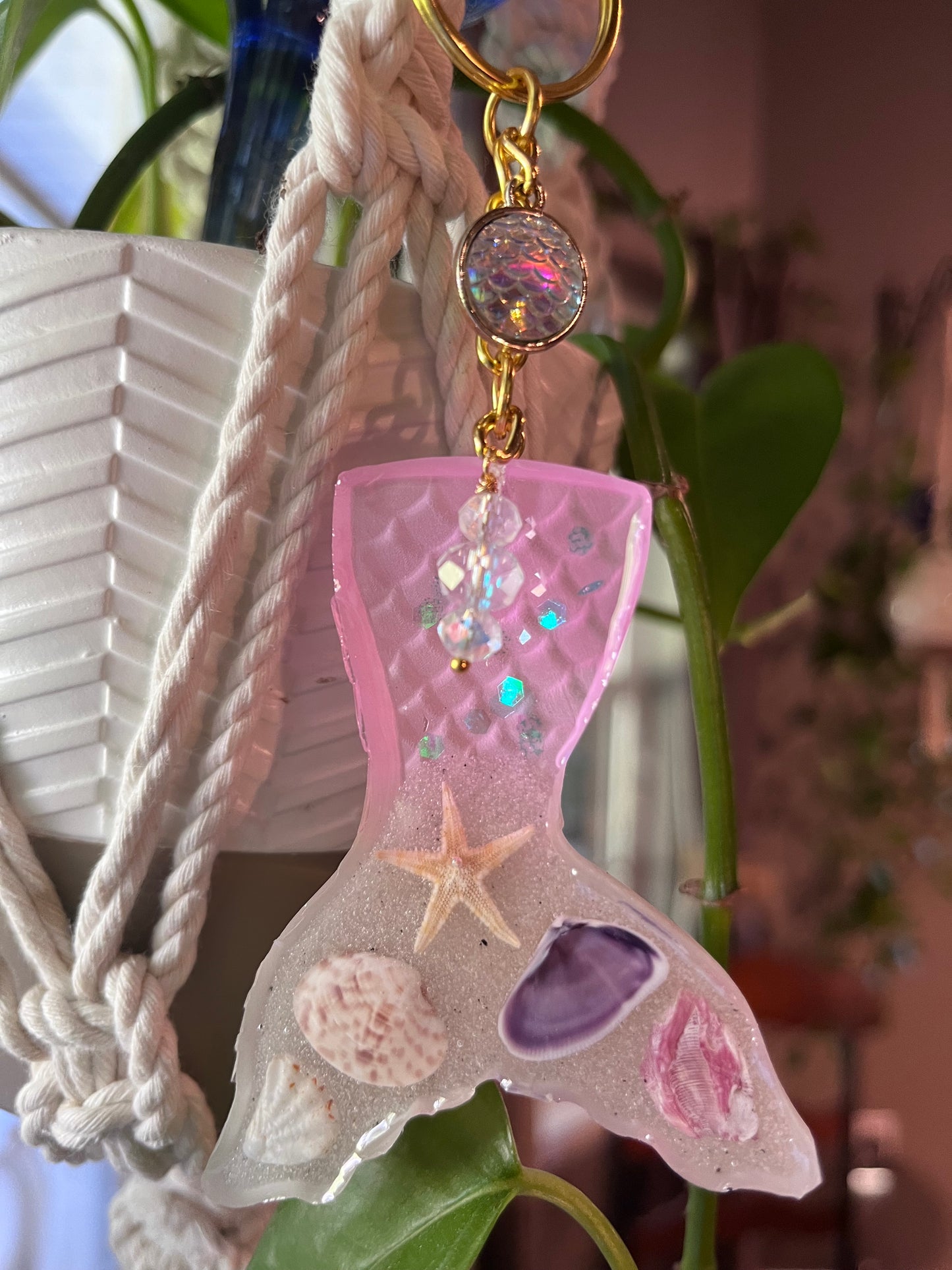 Mermaid Tail Keychain - Beach Scene