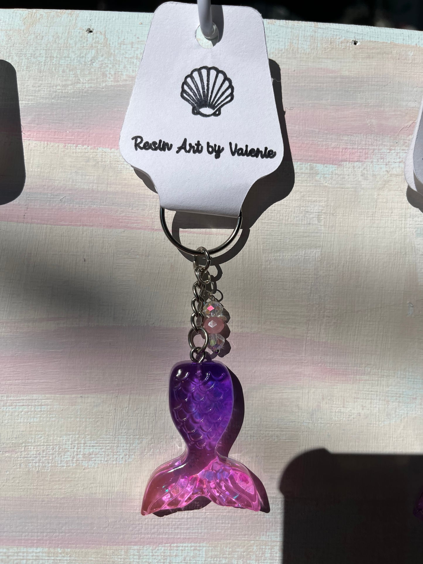 Mermaid Tail Resin Keychain – Shorties! Custom Colors with Glitter & Beaded Charms