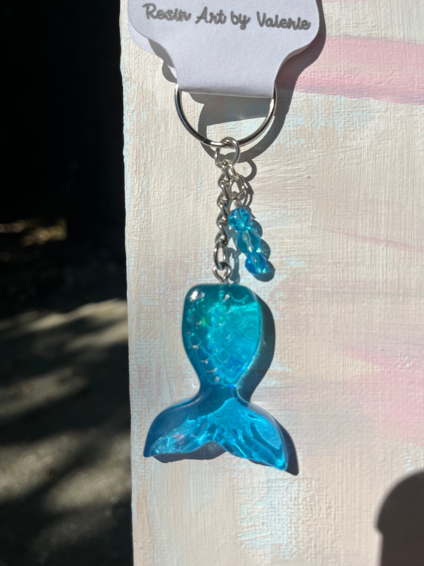 Mermaid Tail Resin Keychain – Shorties! Custom Colors with Glitter & Beaded Charms