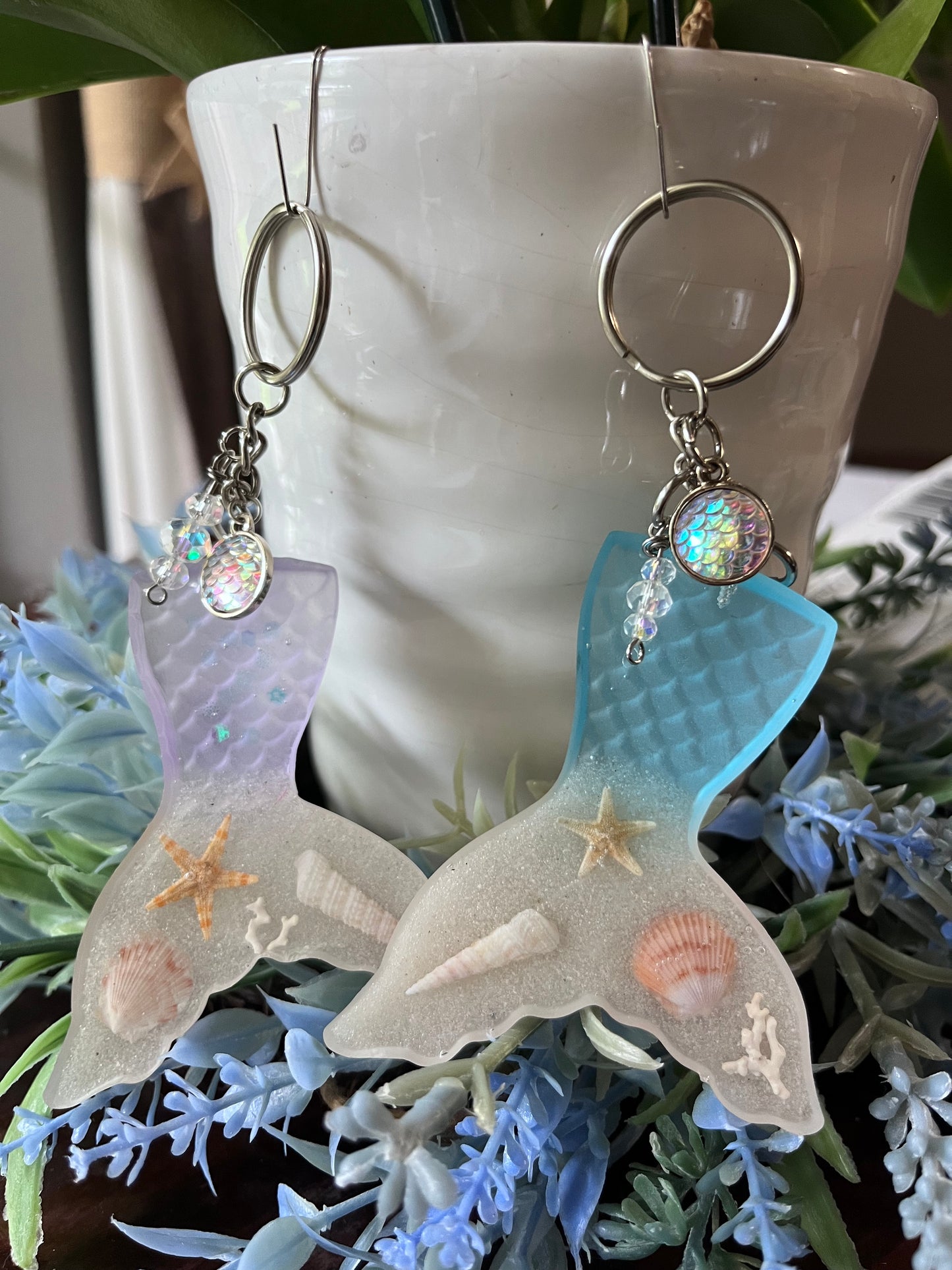 Mermaid Tail Keychain - Beach Scene