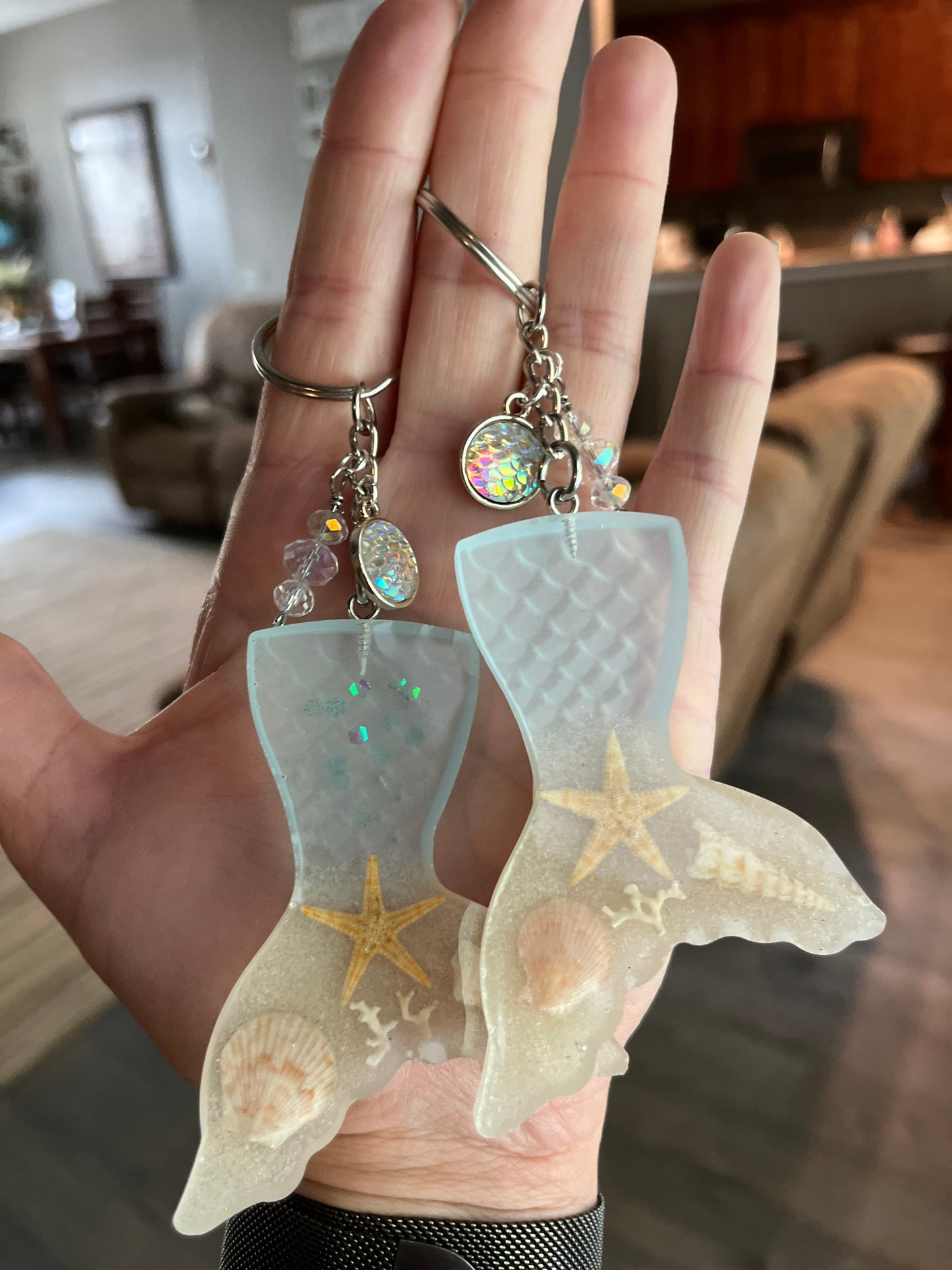 Mermaid Tail Keychain - Beach Scene