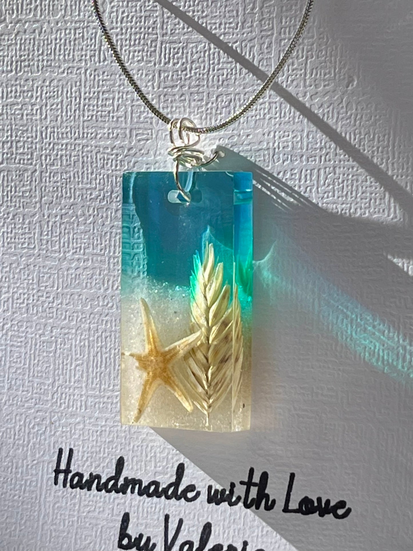 Handmade Beach Scene Resin Pendant – A Wearable Ocean Treasure