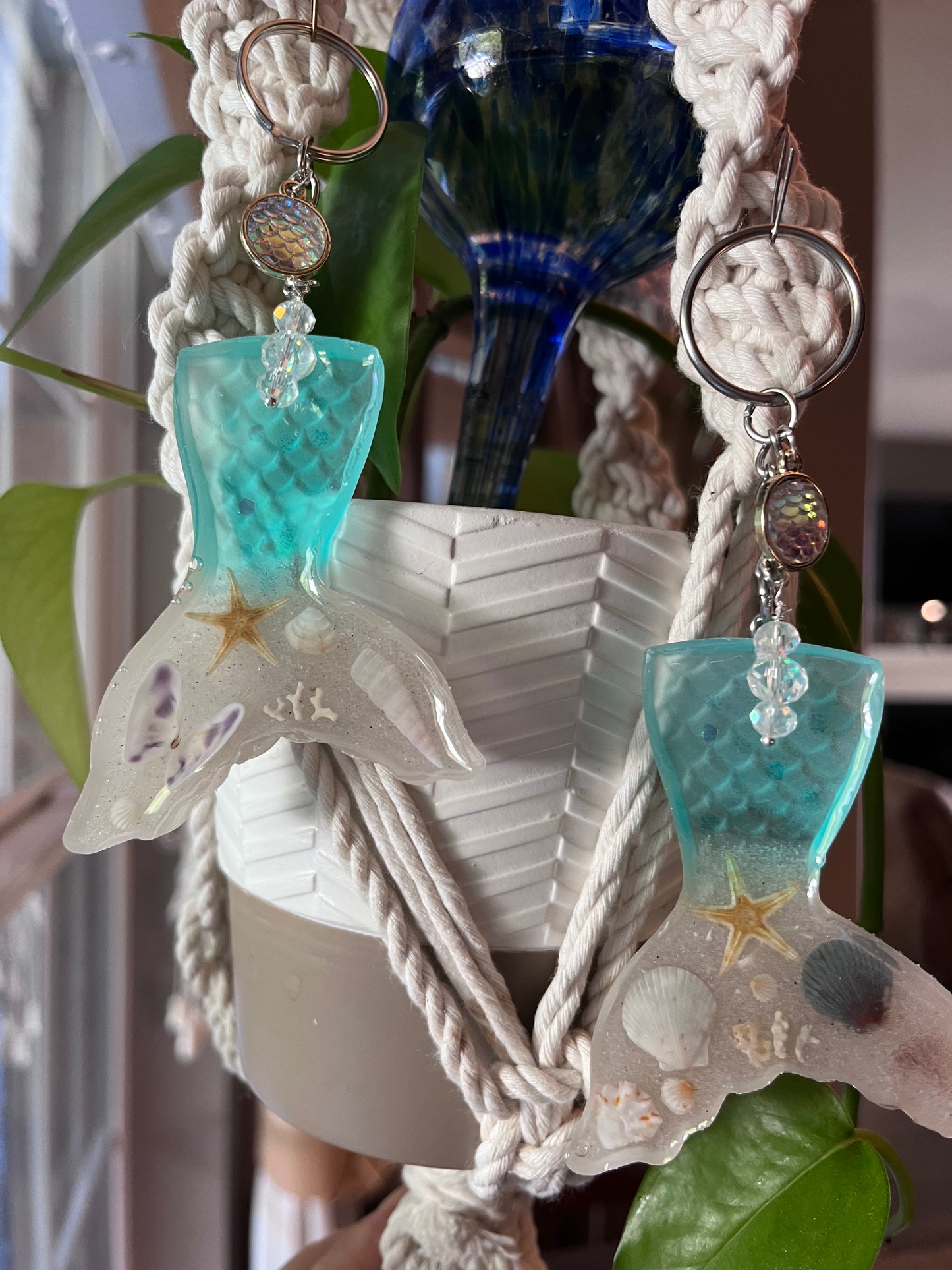 Mermaid Tail Keychain - Beach Scene