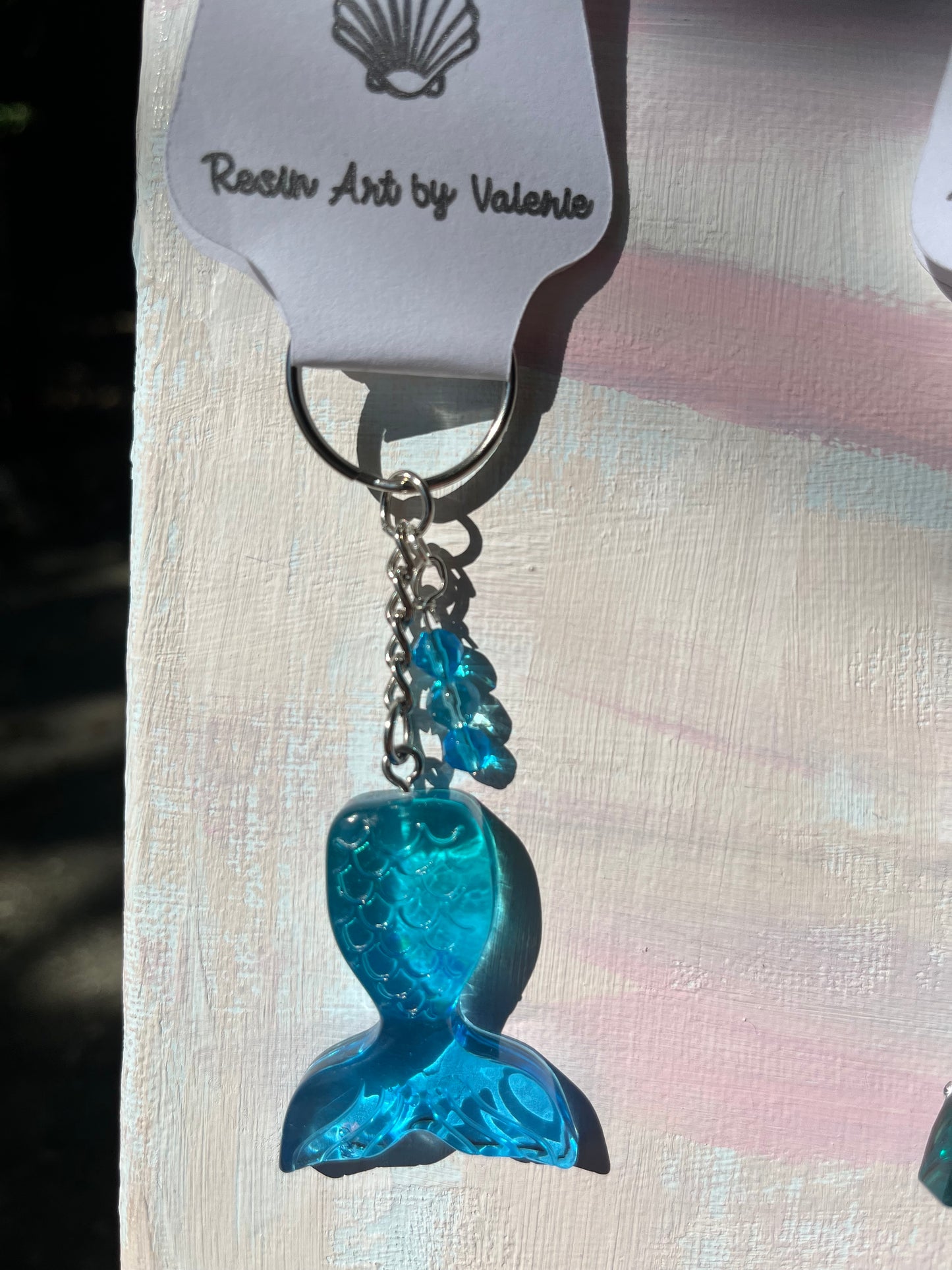 Mermaid Tail Resin Keychain – Shorties! Custom Colors with Glitter & Beaded Charms