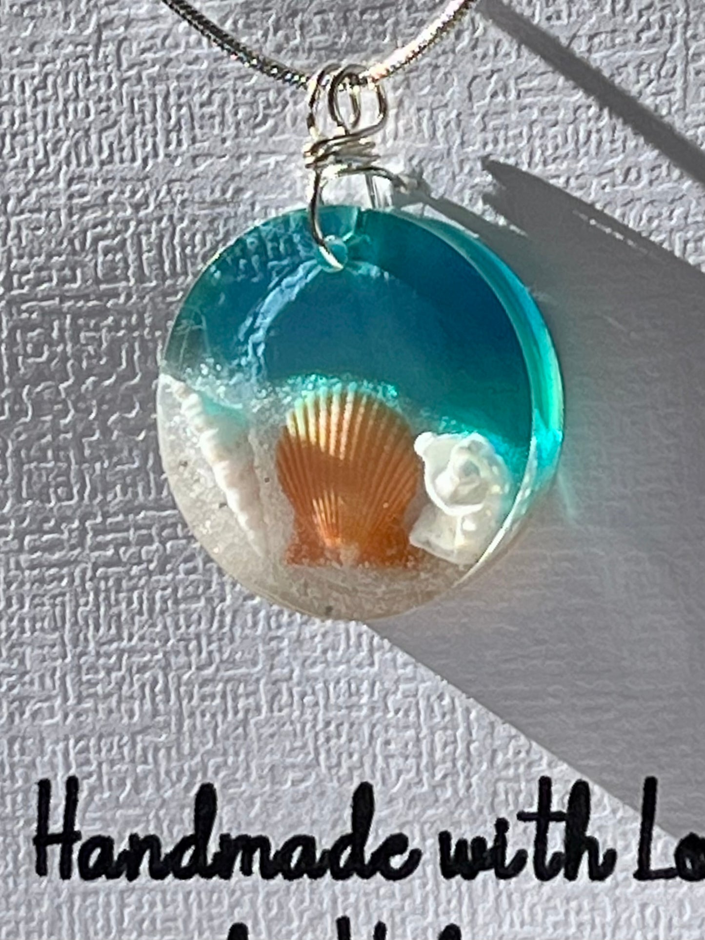 Handmade Beach Scene Resin Pendant – A Wearable Ocean Treasure