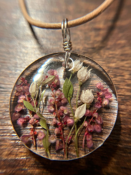 Gulf Coast Wild Flowers Pendant Necklace Dried Floral Bouquet Natural Organic Materials Handmade Jewelry