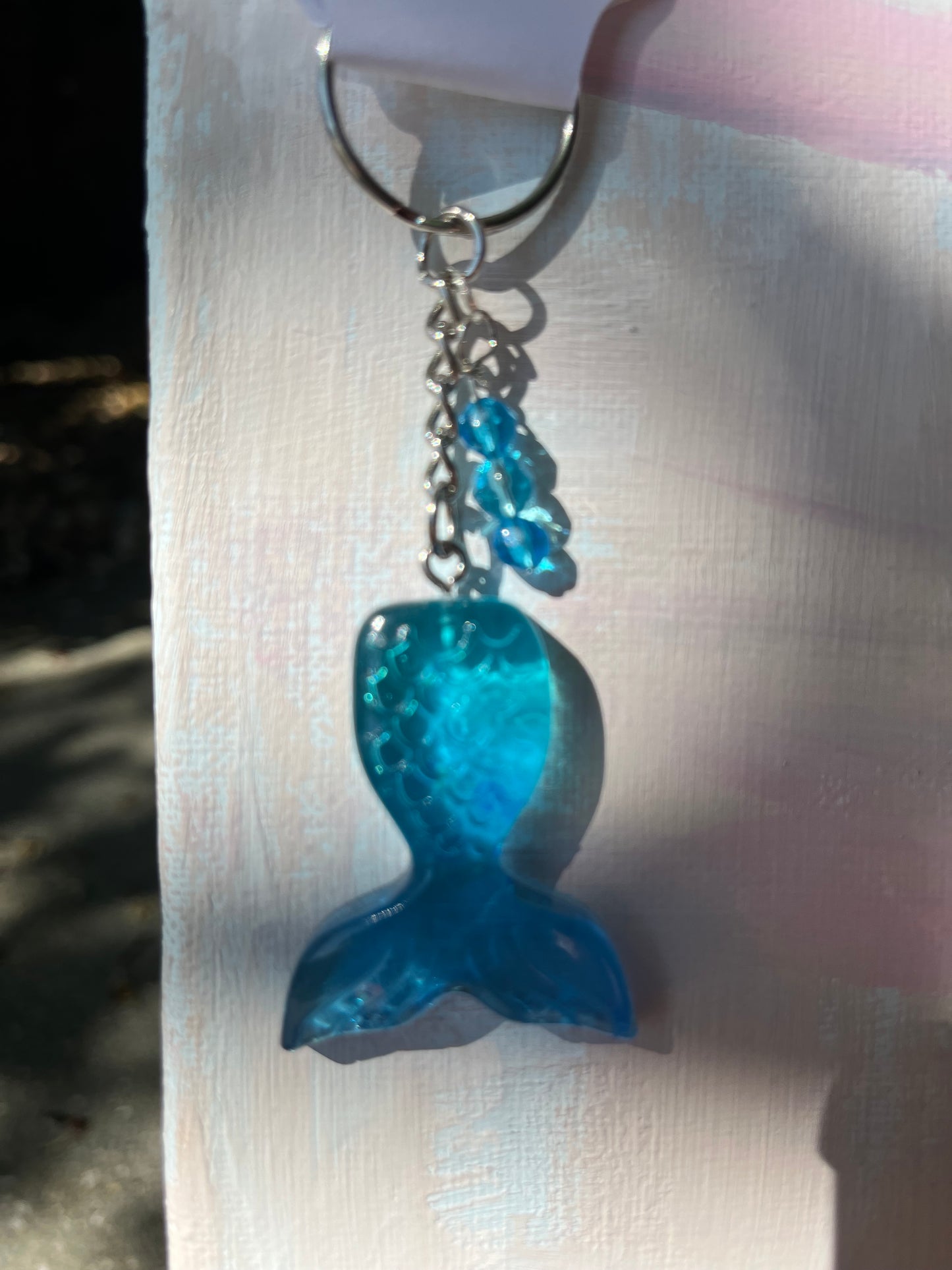 Mermaid Tail Resin Keychain – Shorties! Custom Colors with Glitter & Beaded Charms