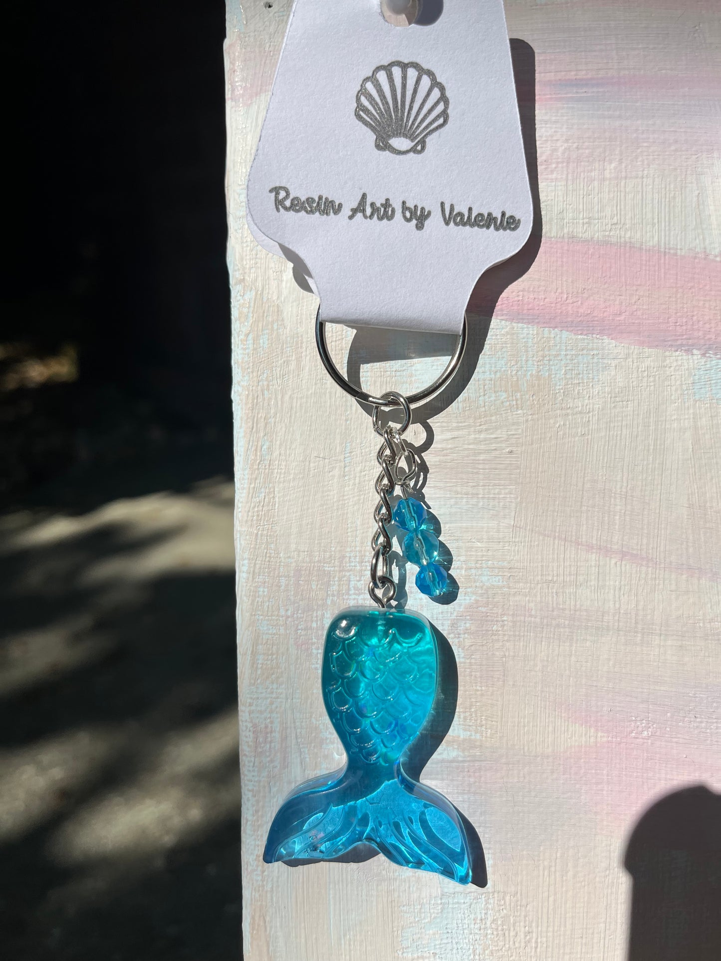 Mermaid Tail Resin Keychain – Shorties! Custom Colors with Glitter & Beaded Charms