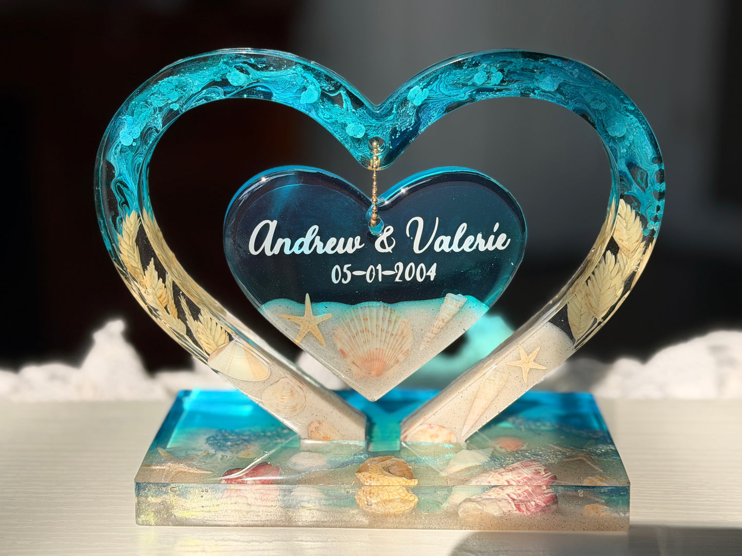 Ocean of Love – Personalized Beach Wedding or Anniversary Keepsake Heart - Custom Order