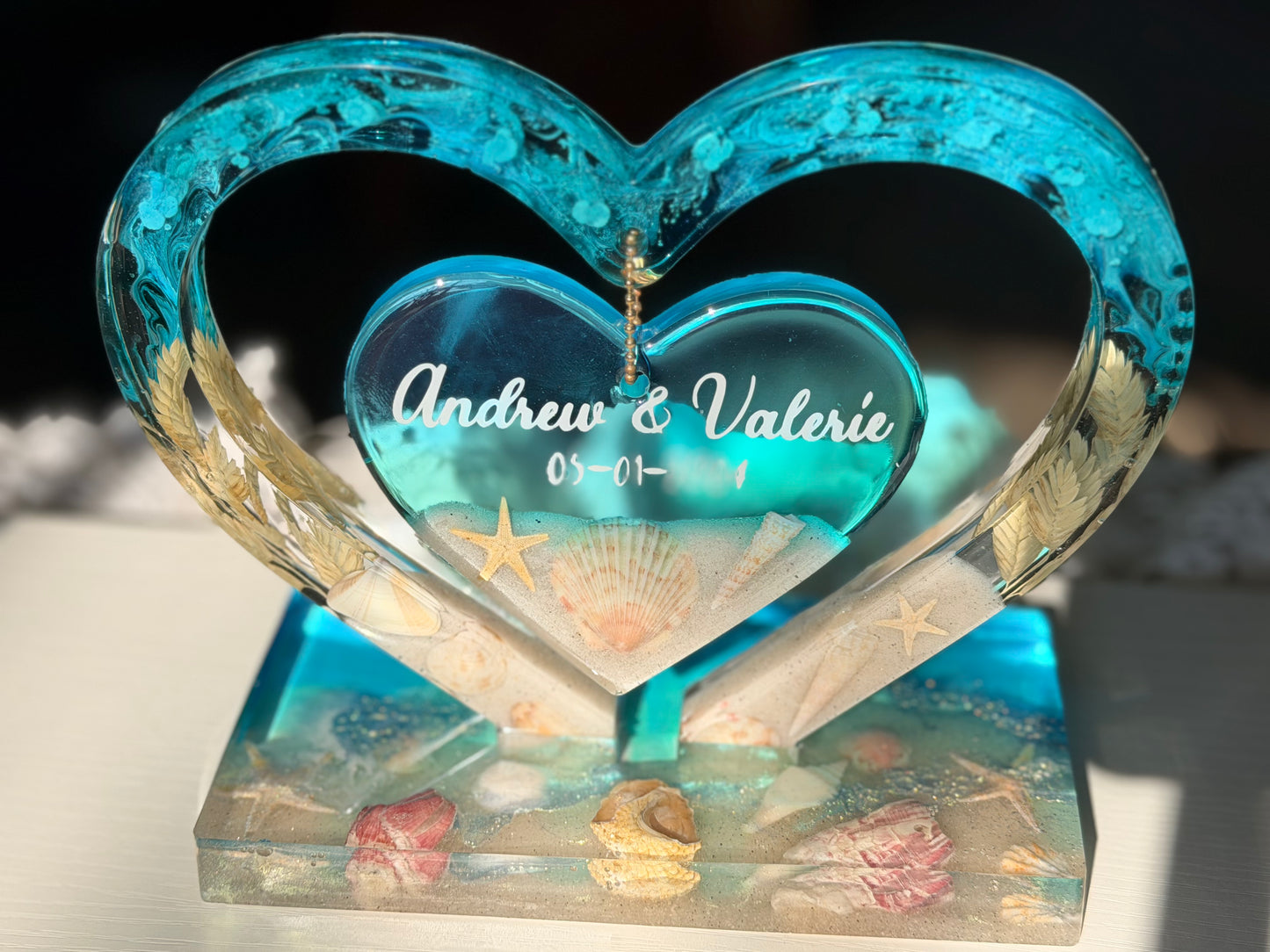 Ocean of Love – Personalized Beach Wedding or Anniversary Keepsake Heart - Custom Order