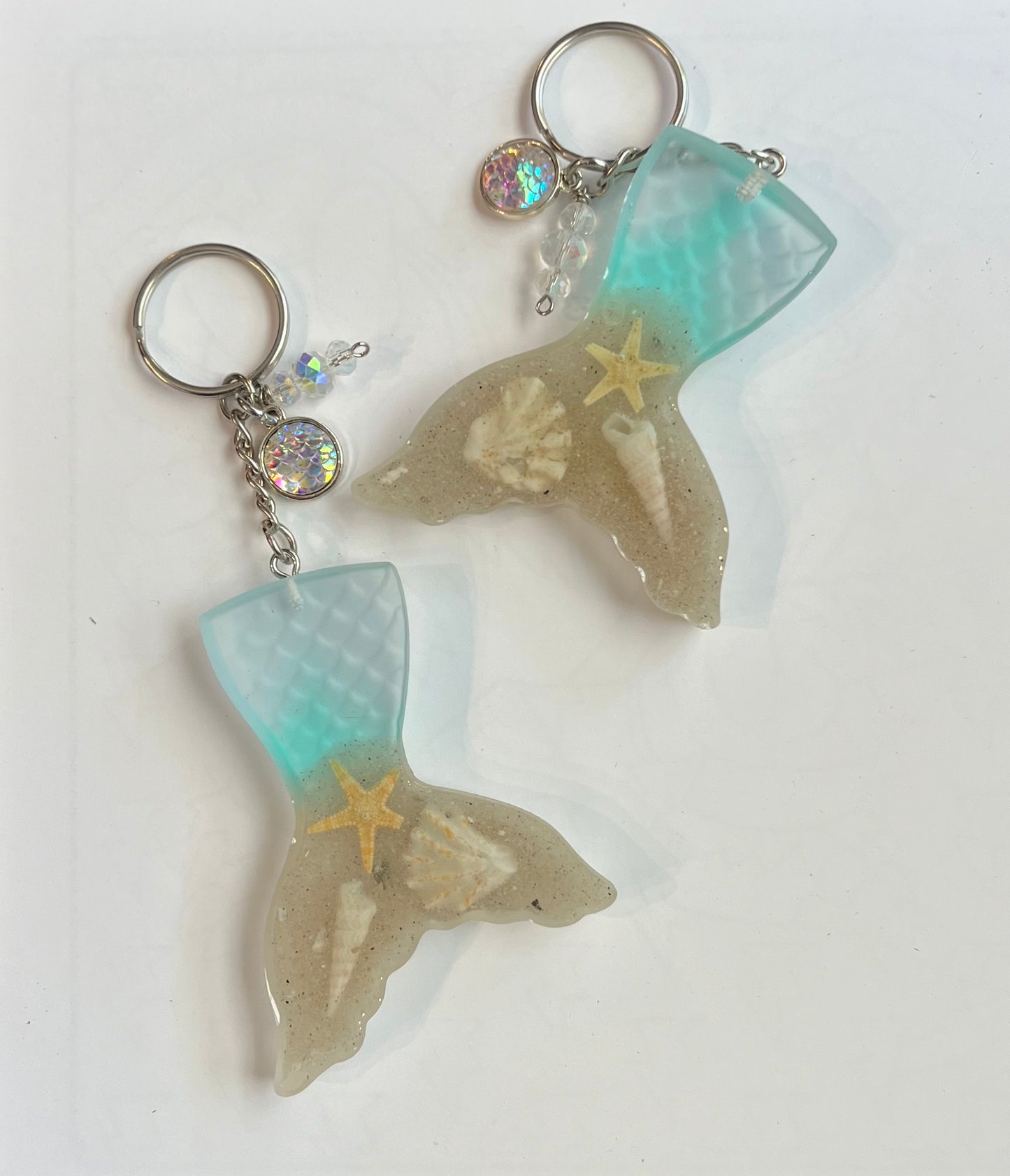Mermaid Tail Keychain - Beach Scene