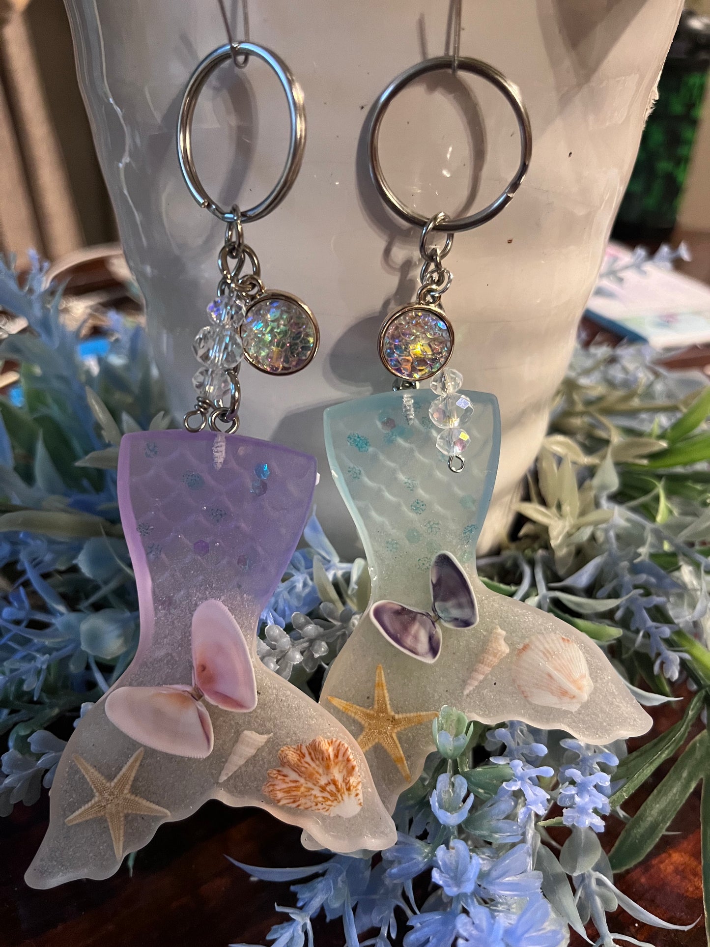 Mermaid Tail Keychain - Beach Scene