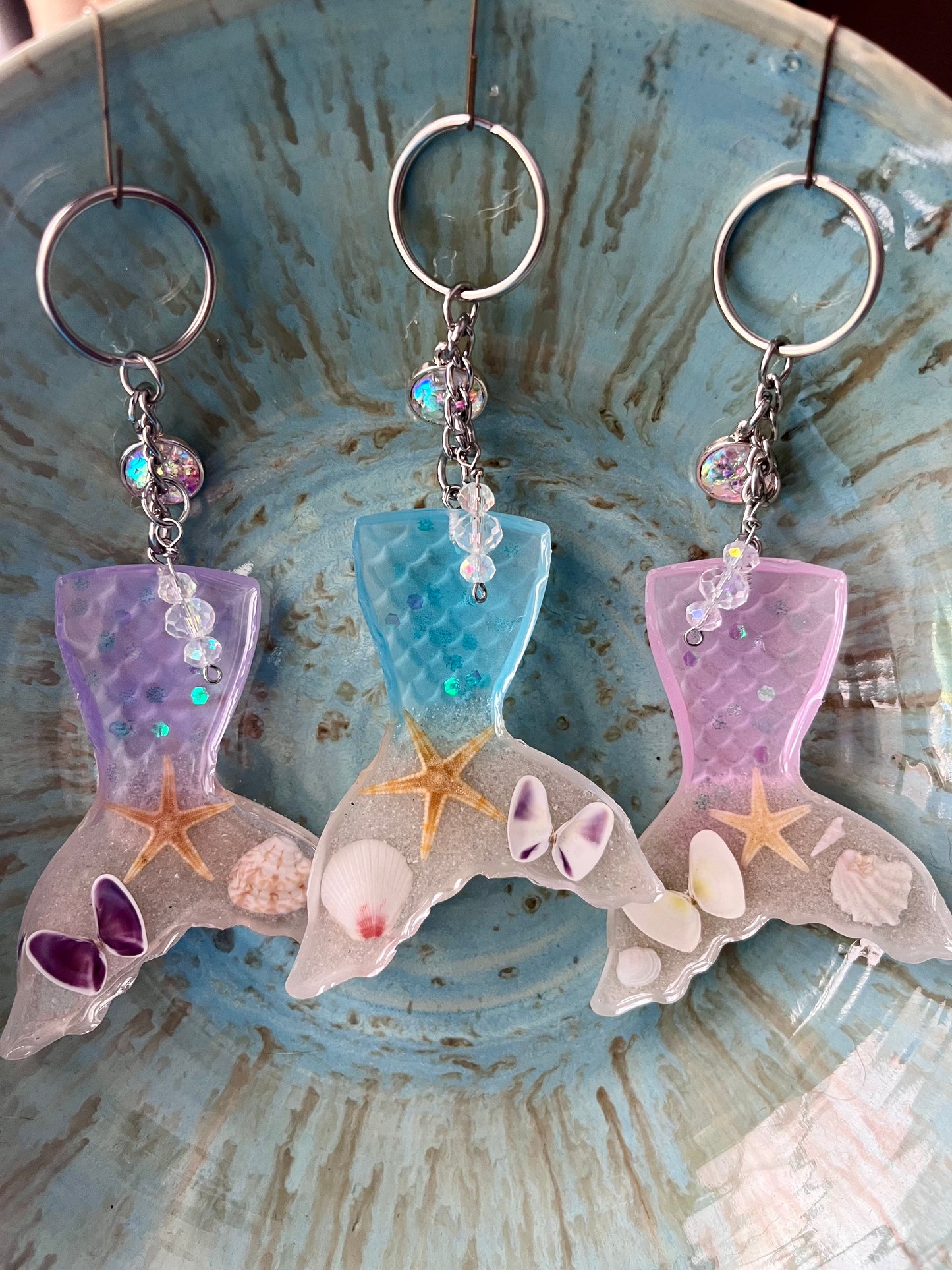 Mermaid Tail Keychain - Beach Scene