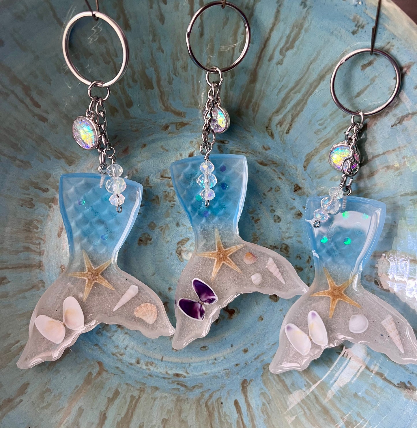 Mermaid Tail Keychain - Beach Scene