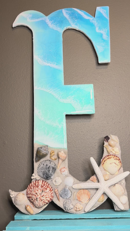 Custom Order 22” Resin Beach-themed Monogram Letter